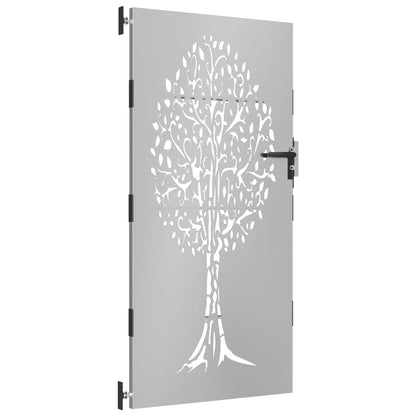 Gartentor 85x200 cm Cortenstahl Baum-Design