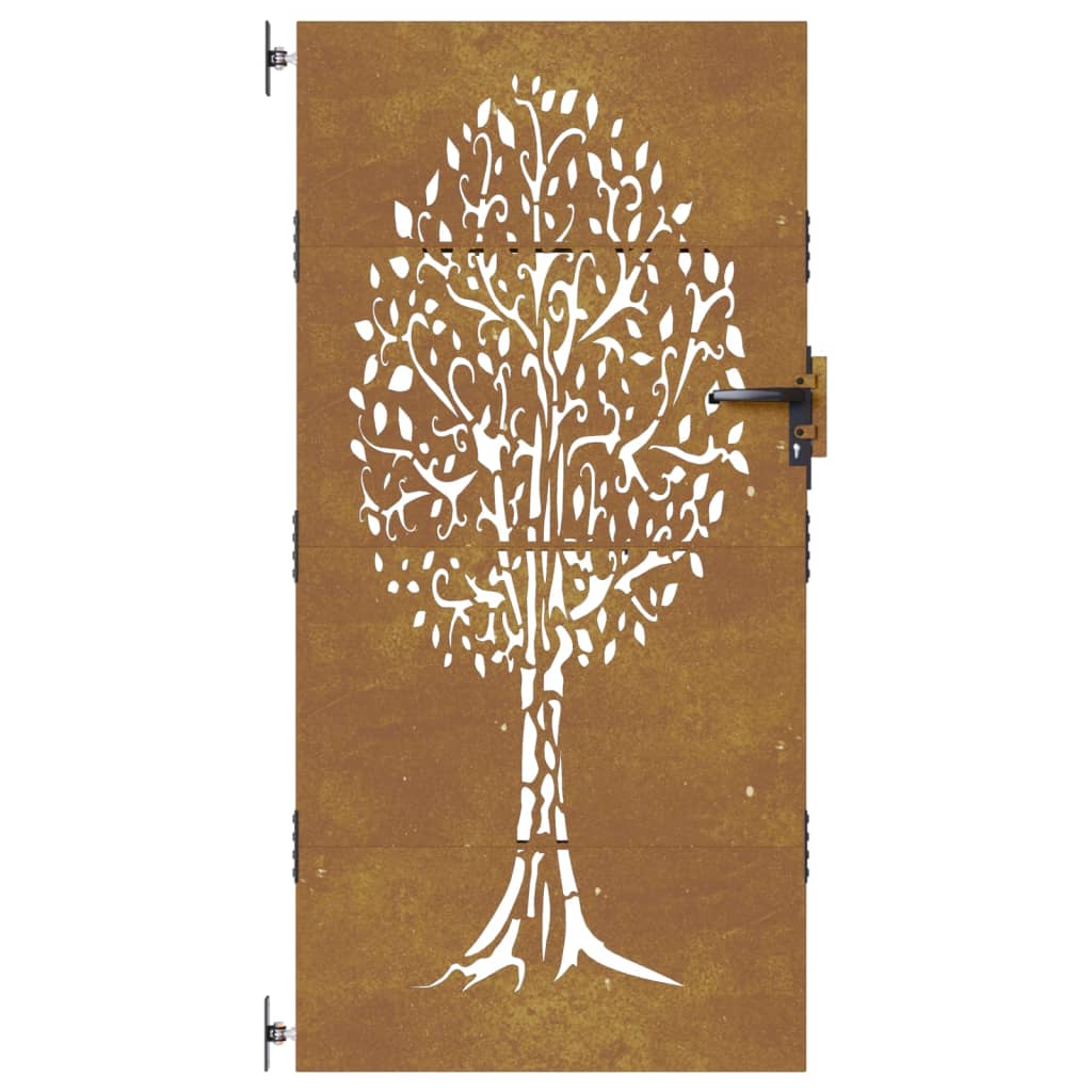 Gartentor 85x200 cm Cortenstahl Baum-Design