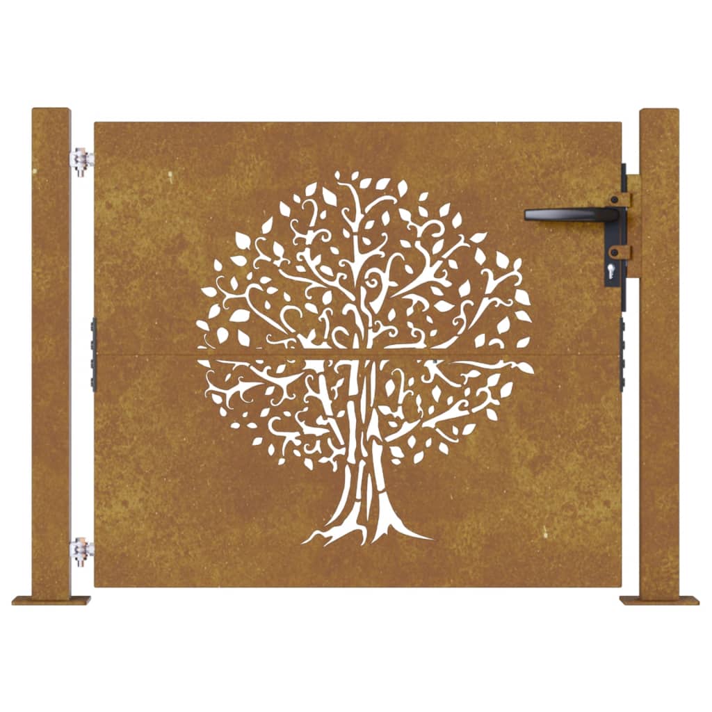 Gartentor 105x80 cm Cortenstahl Baum-Design