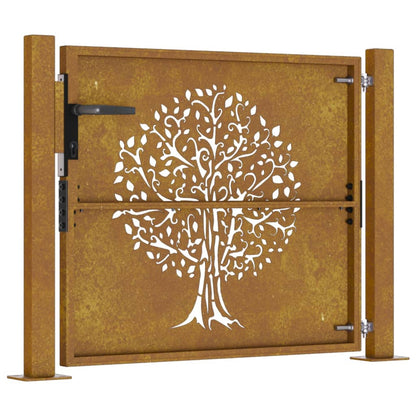 Gartentor 105x80 cm Cortenstahl Baum-Design