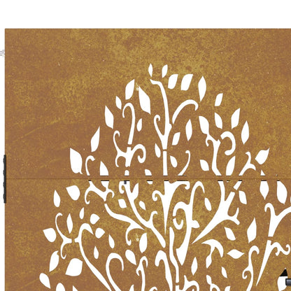 Gartentor 105x80 cm Cortenstahl Baum-Design