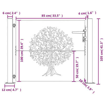 Gartentor 105x105 cm Cortenstahl Baum-Design