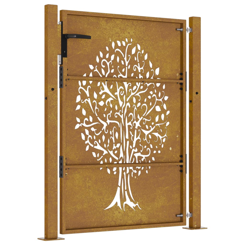 Gartentor 105x130 cm Cortenstahl Baum-Design