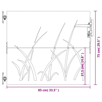 Gartentor 85x75 cm Cortenstahl Gras-Design