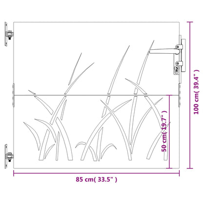 Gartentor 85x100 cm Cortenstahl Gras-Design