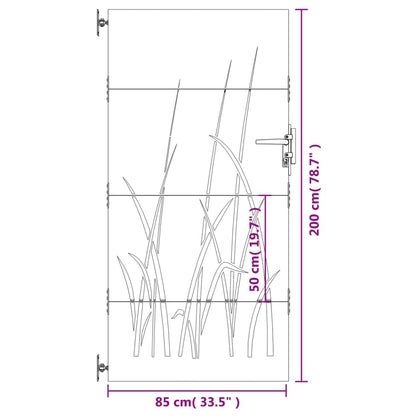 Gartentor 85x200 cm Cortenstahl Gras-Design