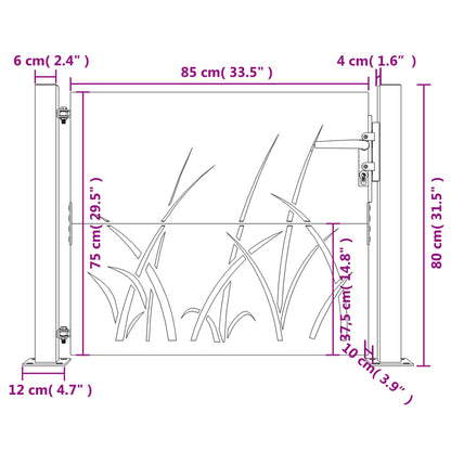 Gartentor 105x80 cm Cortenstahl Gras-Design