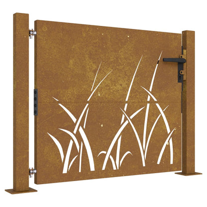 Gartentor 105x105 cm Cortenstahl Gras-Design