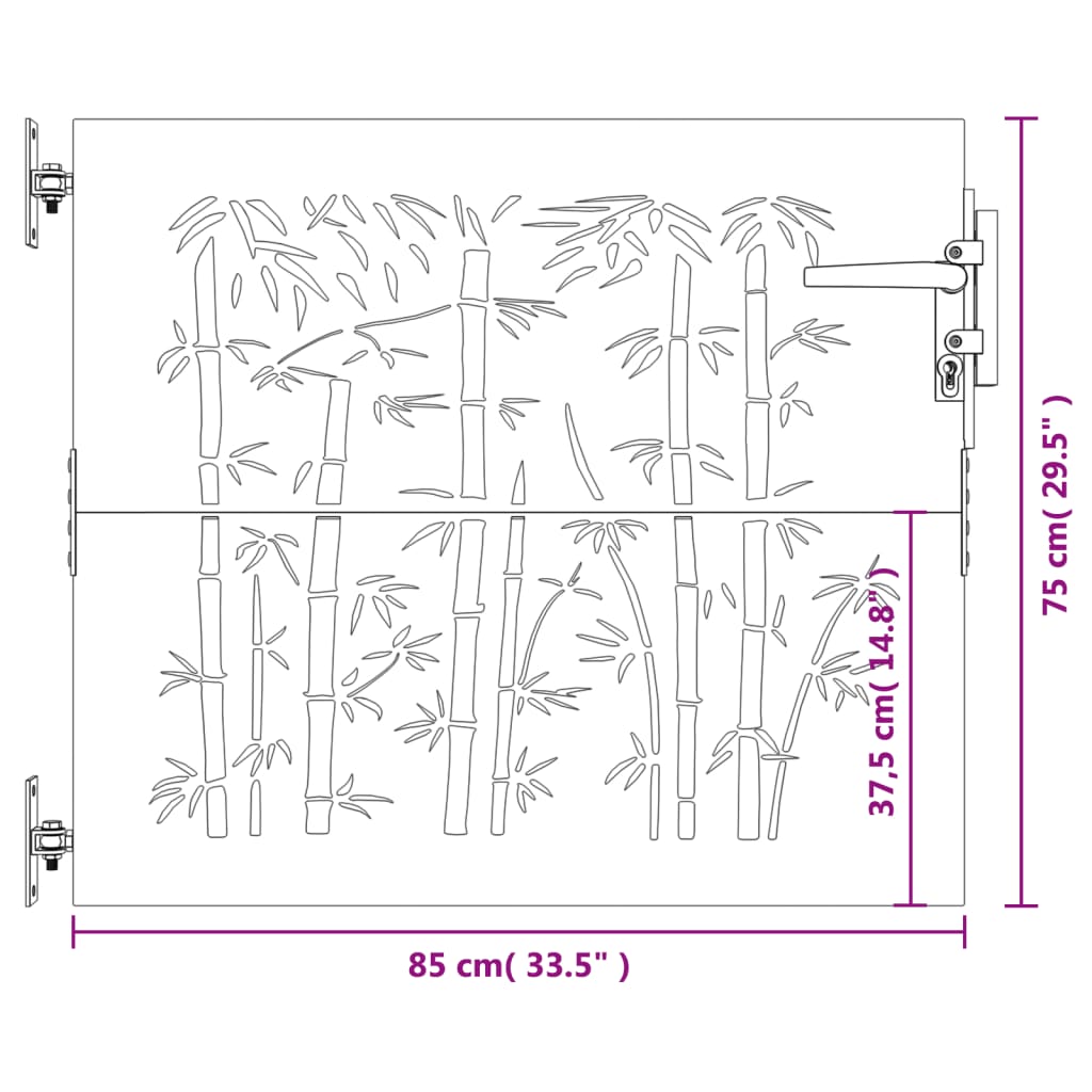 Gartentor 85x75 cm Cortenstahl Bambus-Design