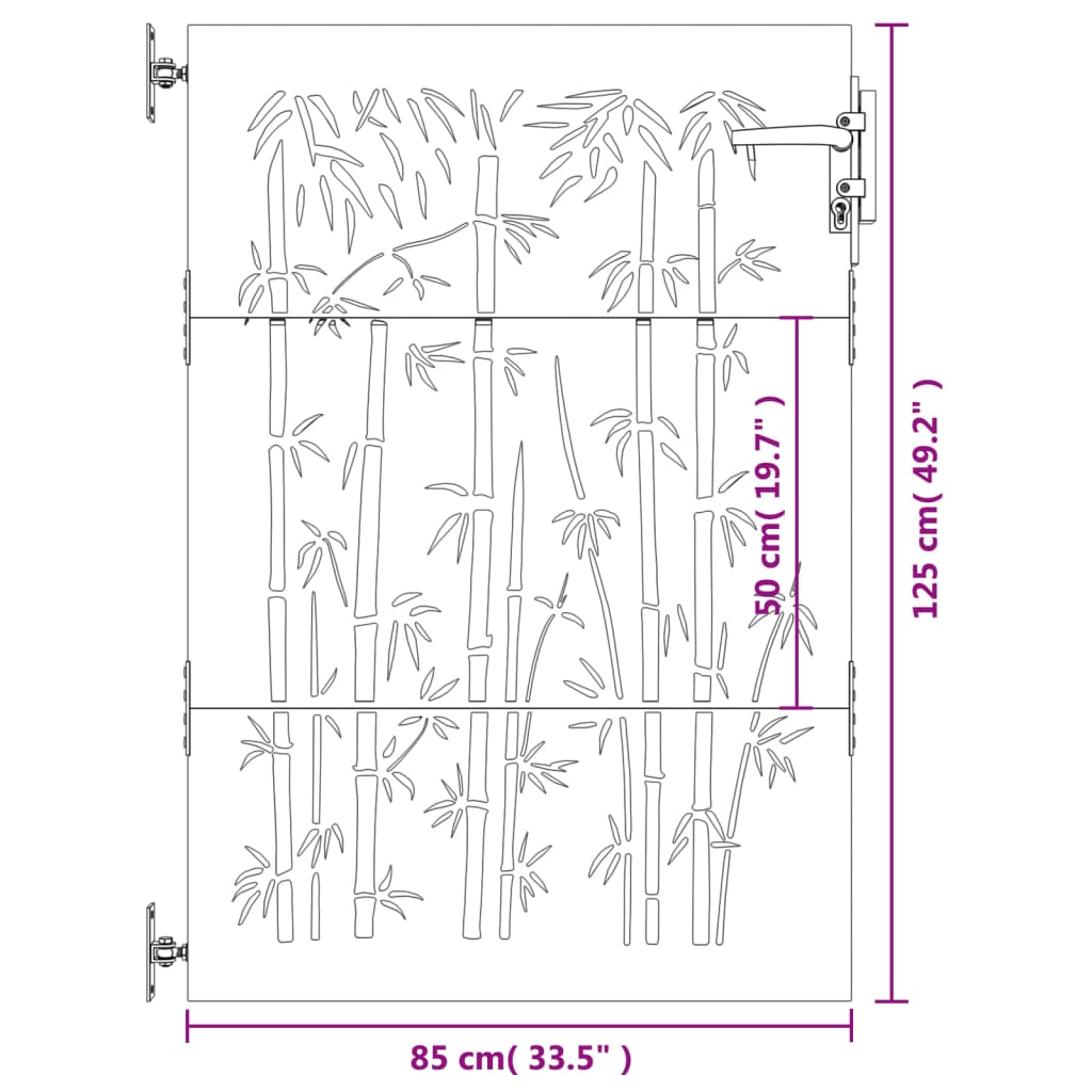 Gartentor 85x125 cm Cortenstahl Bambus-Design