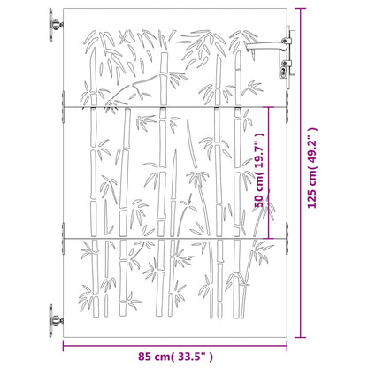 Gartentor 85x125 cm Cortenstahl Bambus-Design