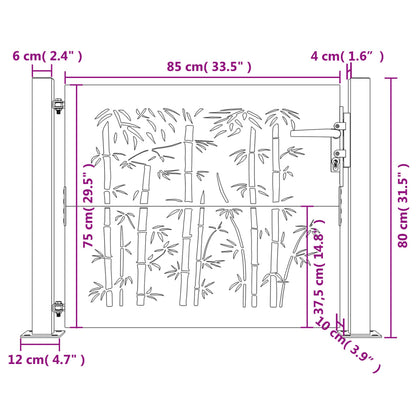 Gartentor 105x80 cm Cortenstahl Bambus-Design