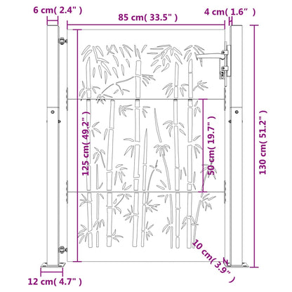 Gartentor 105x130 cm Cortenstahl Bambus-Design