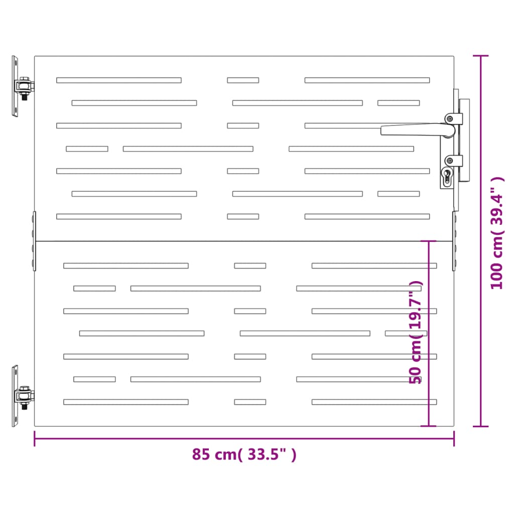 Gartentor 85x100 cm Cortenstahl Quadratisches Design