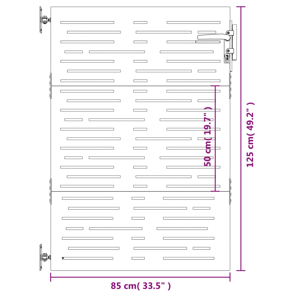 Gartentor 85x125 cm Cortenstahl Quadratisches Design