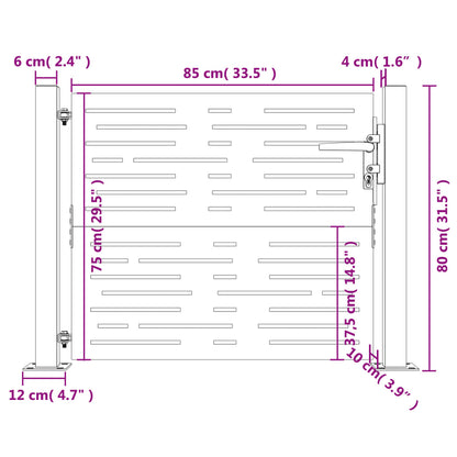 Gartentor 105x80 cm Cortenstahl Quadratisches Design