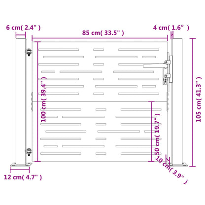 Gartentor 105x105 cm Cortenstahl Quadratisches Design