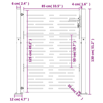 Gartentor 105x130 cm Cortenstahl Quadratisches Design