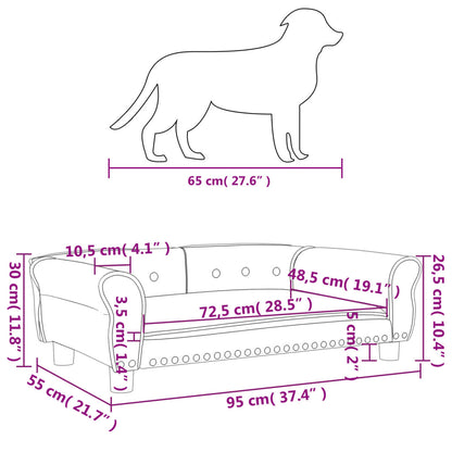 Hundebett Hellgrau 95x55x30 cm Samt