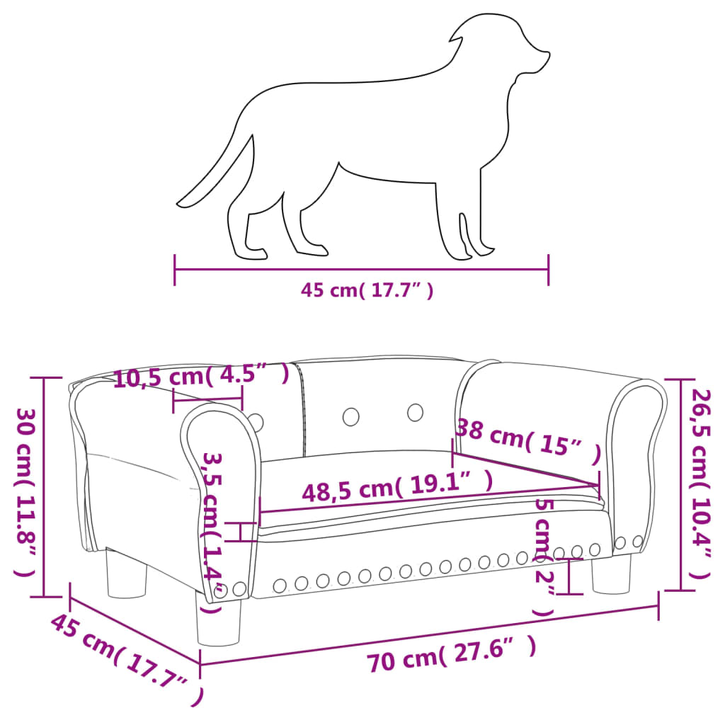 Hundebett Braun 70x45x30 cm Samt