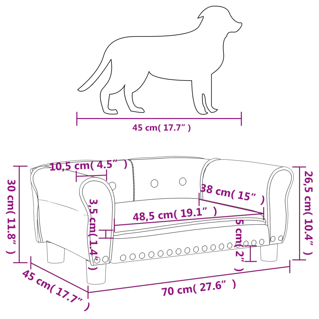 Hundebett Creme 70x45x30 cm Samt