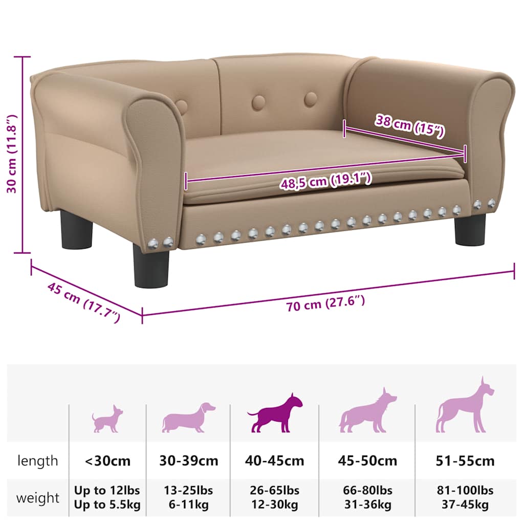 Hundebett Cappuccino-Braun 70x45x30 cm Kunstleder