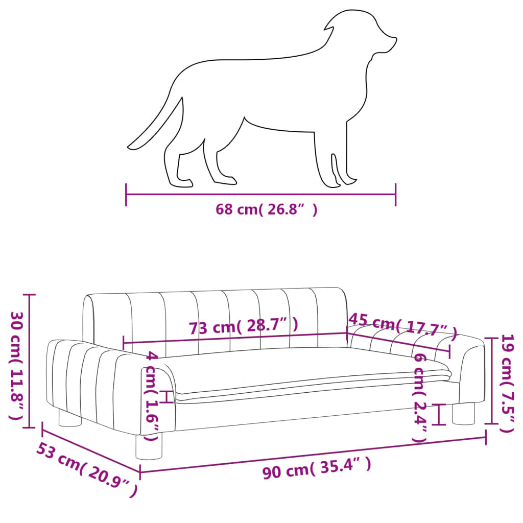 Hundebett Creme 90x53x30 cm Stoff