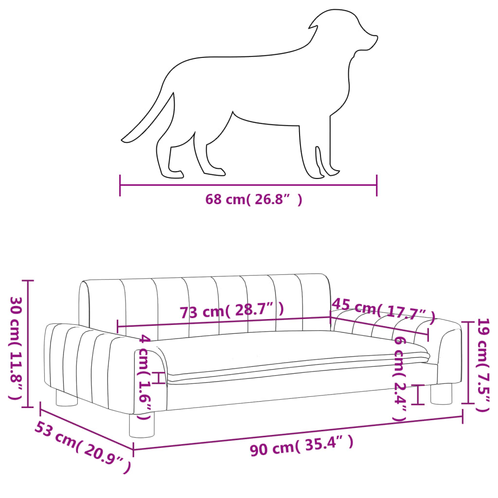 Hundebett Hellgrau 90x53x30 cm Stoff