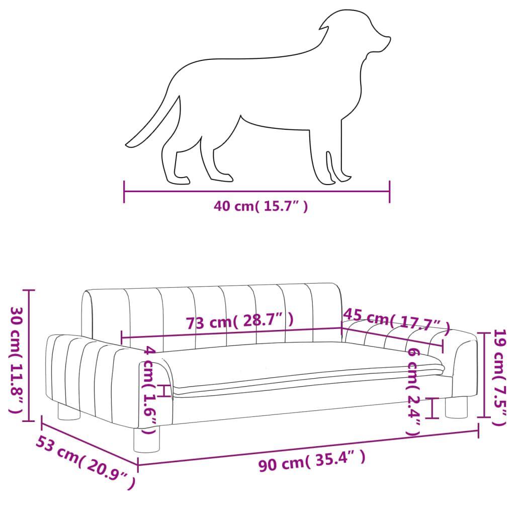 Hundebett Schwarz 90x53x30 cm Kunstleder