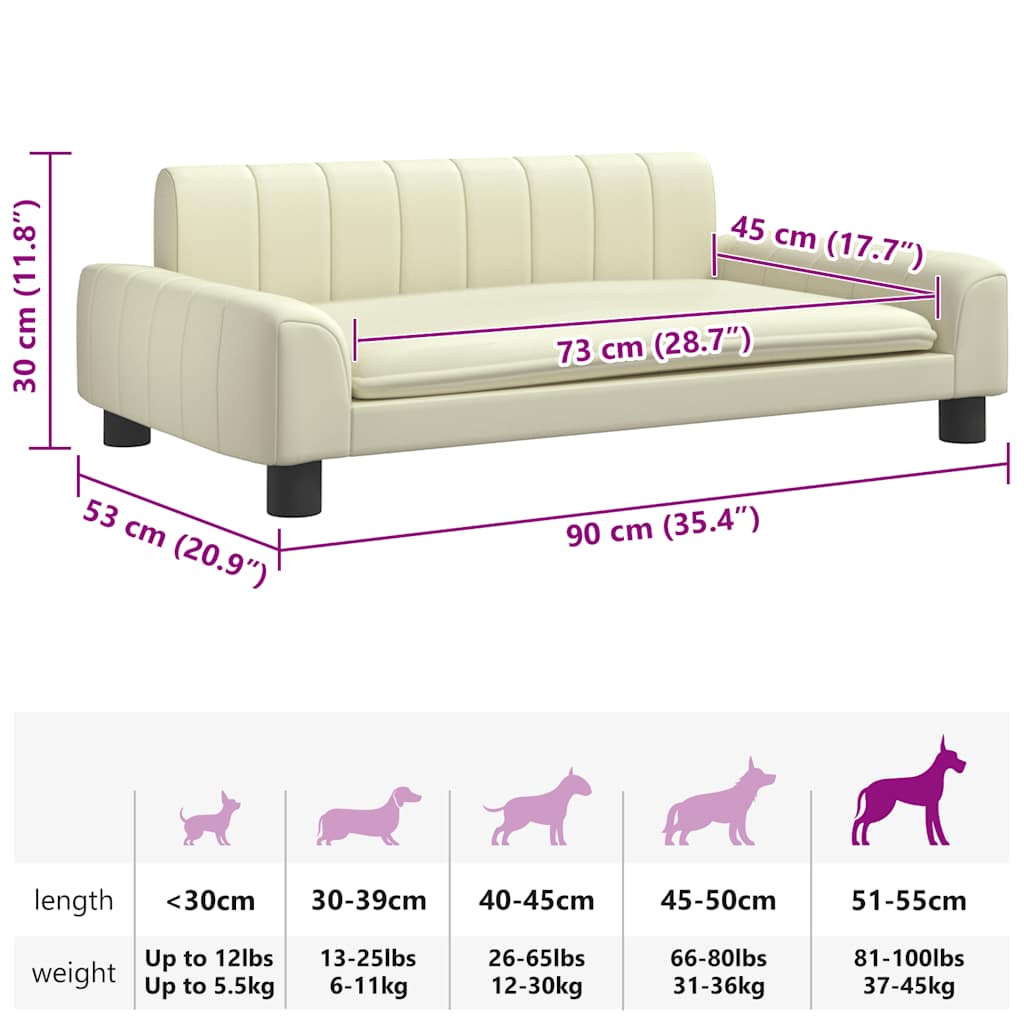 Hundebett Creme 90x53x30 cm Kunstleder
