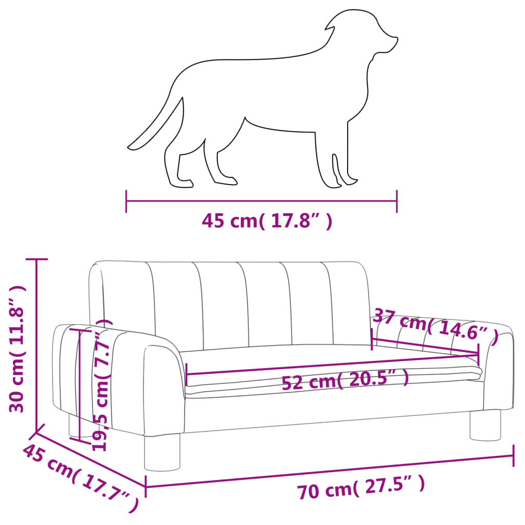 Hundebett Hellgrau 70x45x30 cm Stoff