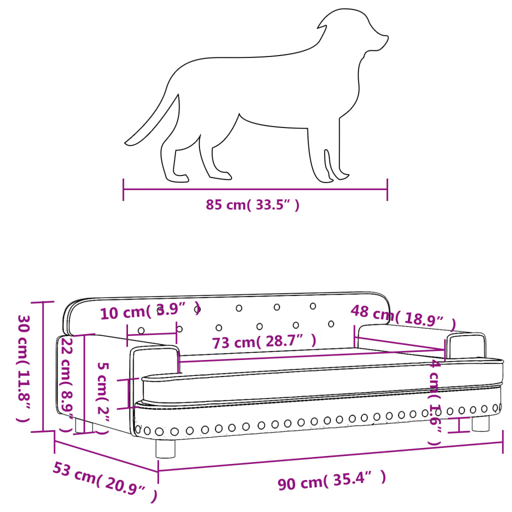 Hundebett Blau 90x53x30 cm Samt