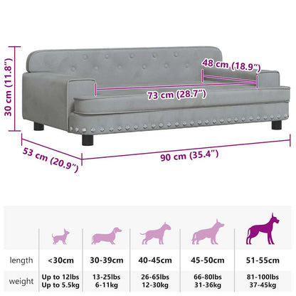 Hundebett Hellgrau 90x53x30 cm Samt