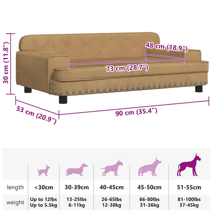 Hundebett Braun 90x53x30 cm Samt