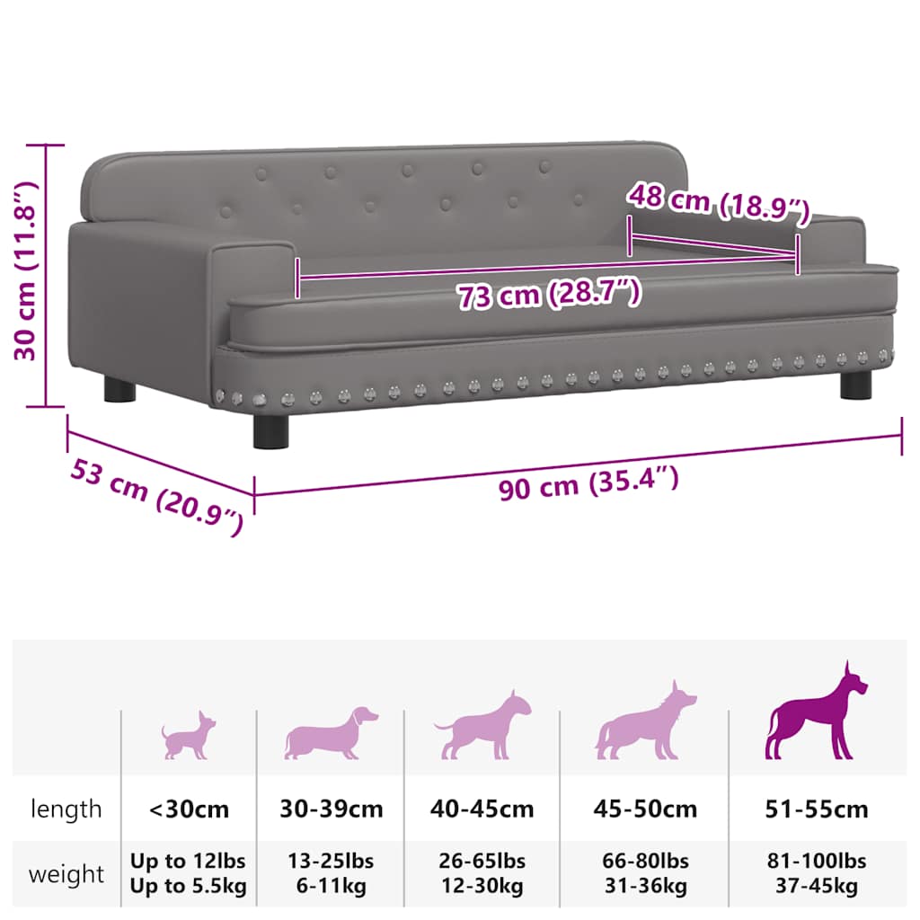 Hundebett Grau 90x53x30 cm Kunstleder