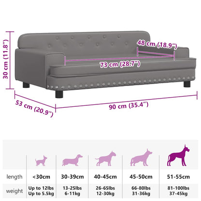 Hundebett Grau 90x53x30 cm Kunstleder