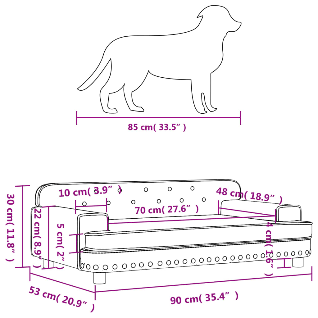 Hundebett Cappuccino-Braun 90x53x30 cm Kunstleder