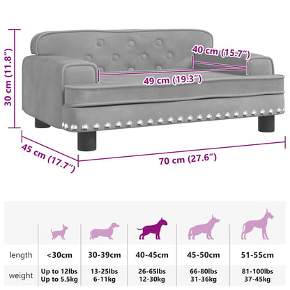 Hundebett Hellgrau 70x45x30 cm Samt