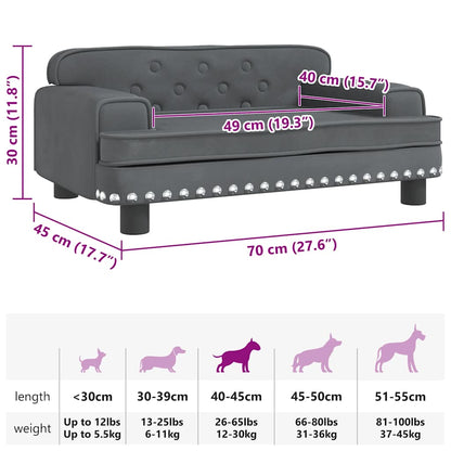 Hundebett Dunkelgrau 70x45x30 cm Samt