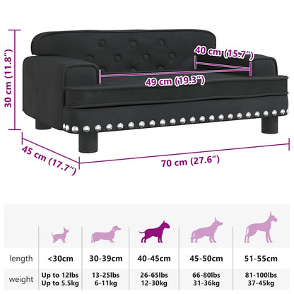 Hundebett Schwarz 70x45x30 cm Samt