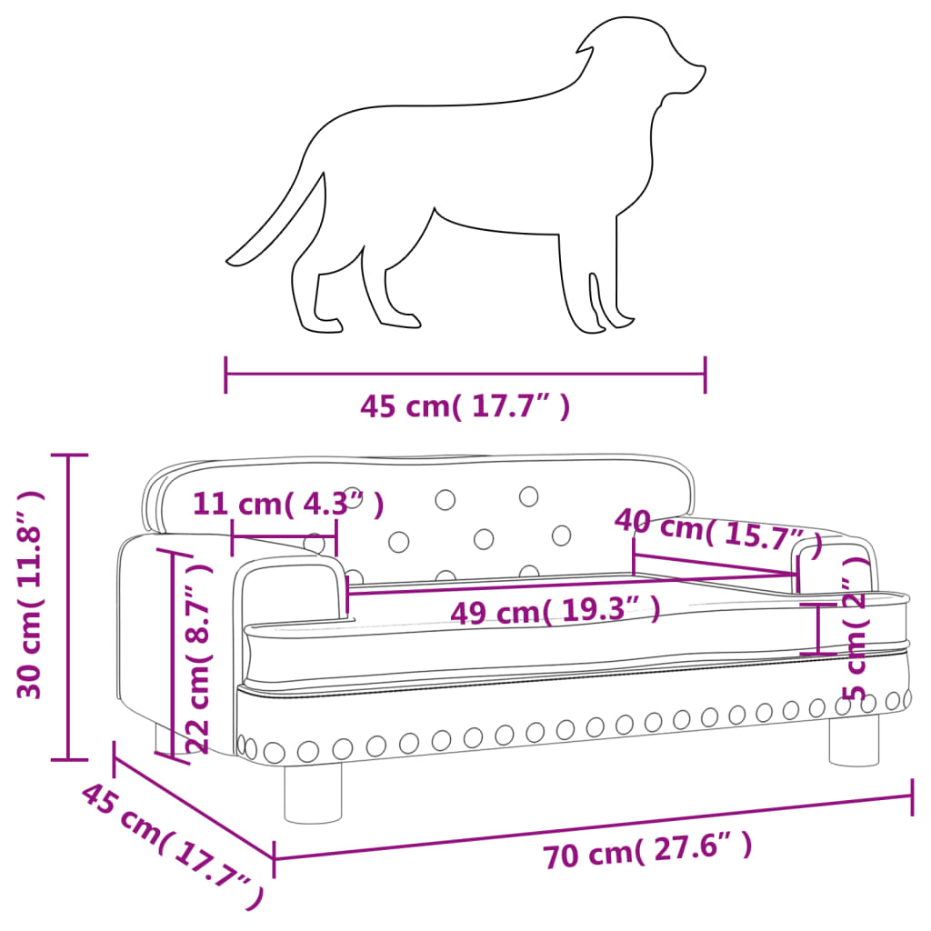 Hundebett Braun 70x45x30 cm Samt