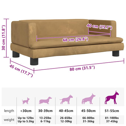 Hundebett Braun 80x45x30 cm Samt