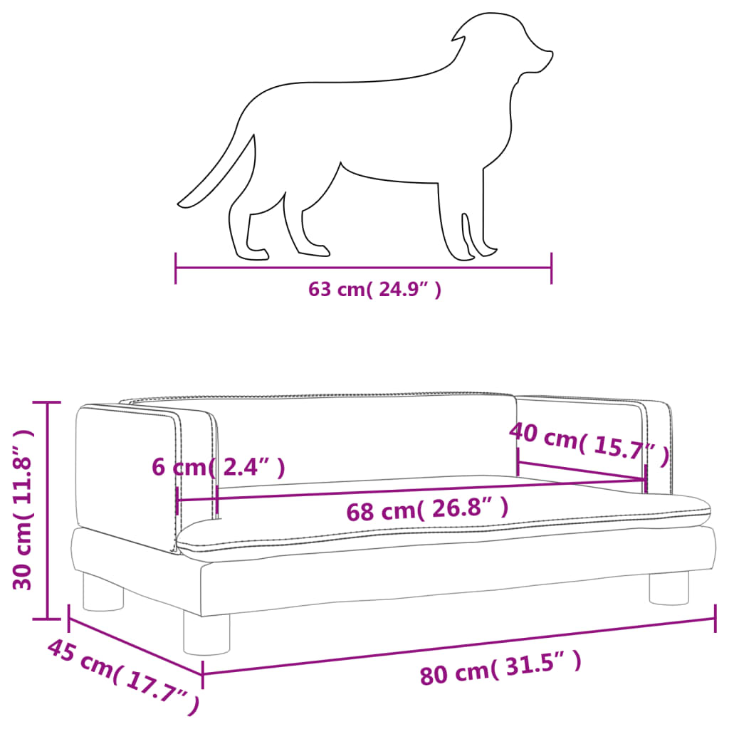 Hundebett Creme 80x45x30 cm Kunstleder