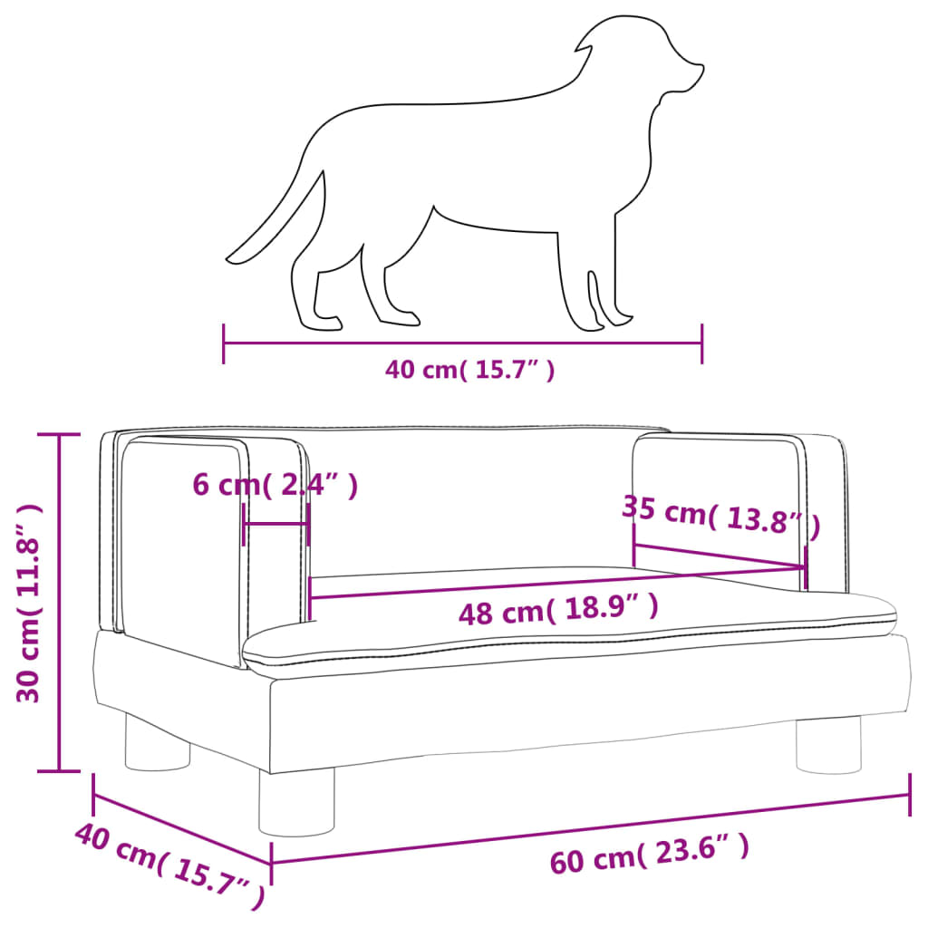 Hundebett Hellgrau 60x40x30 cm Samt