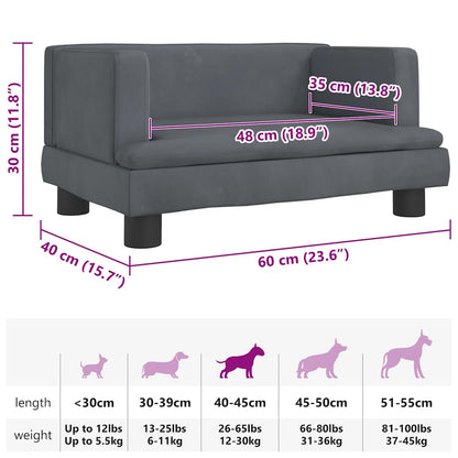 Hundebett Dunkelgrau 60x40x30 cm Samt