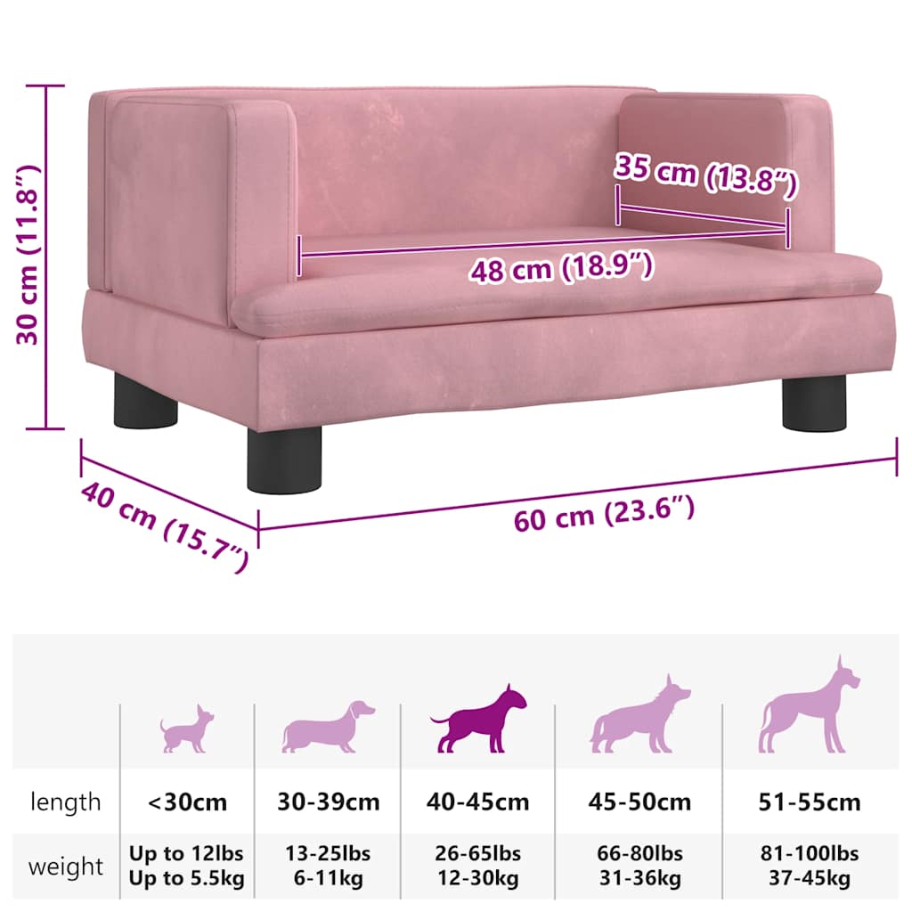 Hundebett Rosa 60x40x30 cm Samt