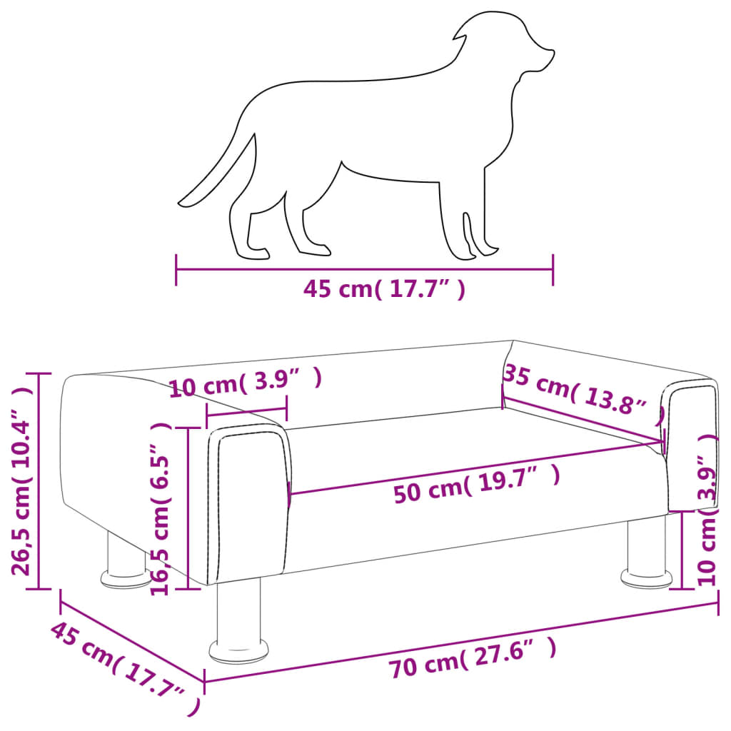 Hundebett Blau 70x45x26,5 cm Samt