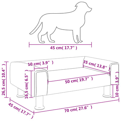 Hundebett Schwarz 70x45x26,5 cm Samt