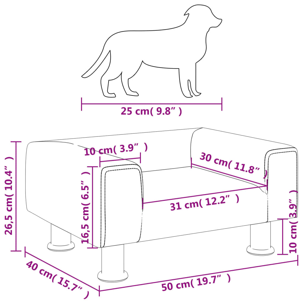 Hundebett Rosa 50x40x26,5 cm Samt