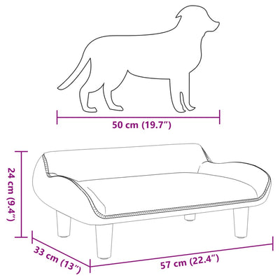 Hundebett Hellgrau 70x40x24 cm Stoff